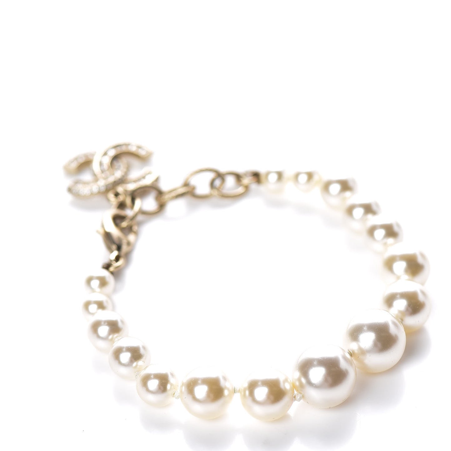 Pearl Crystal CC Bracelet Gold