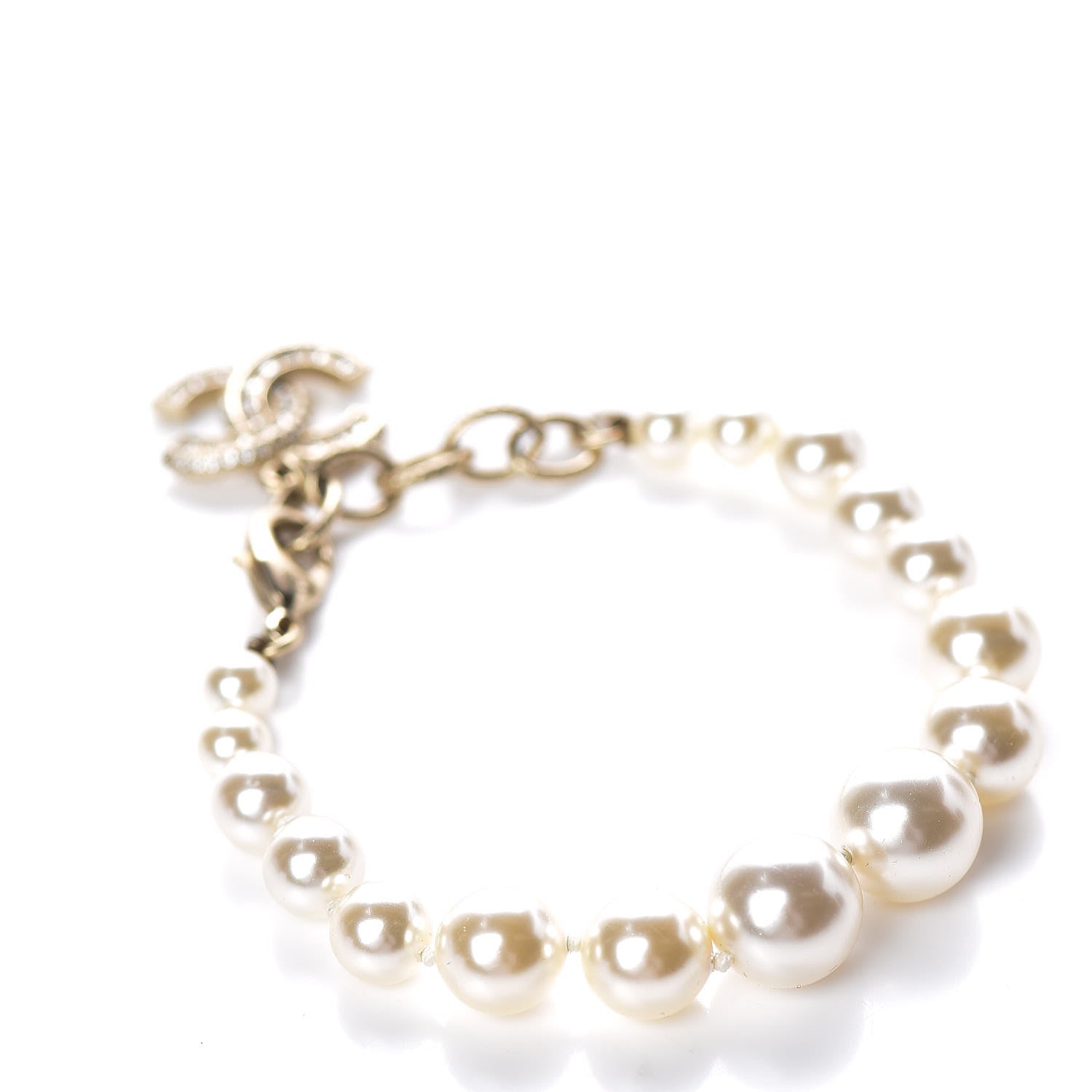 Chanel Pearl Crystal CC Bracelet Gold 3 of 5