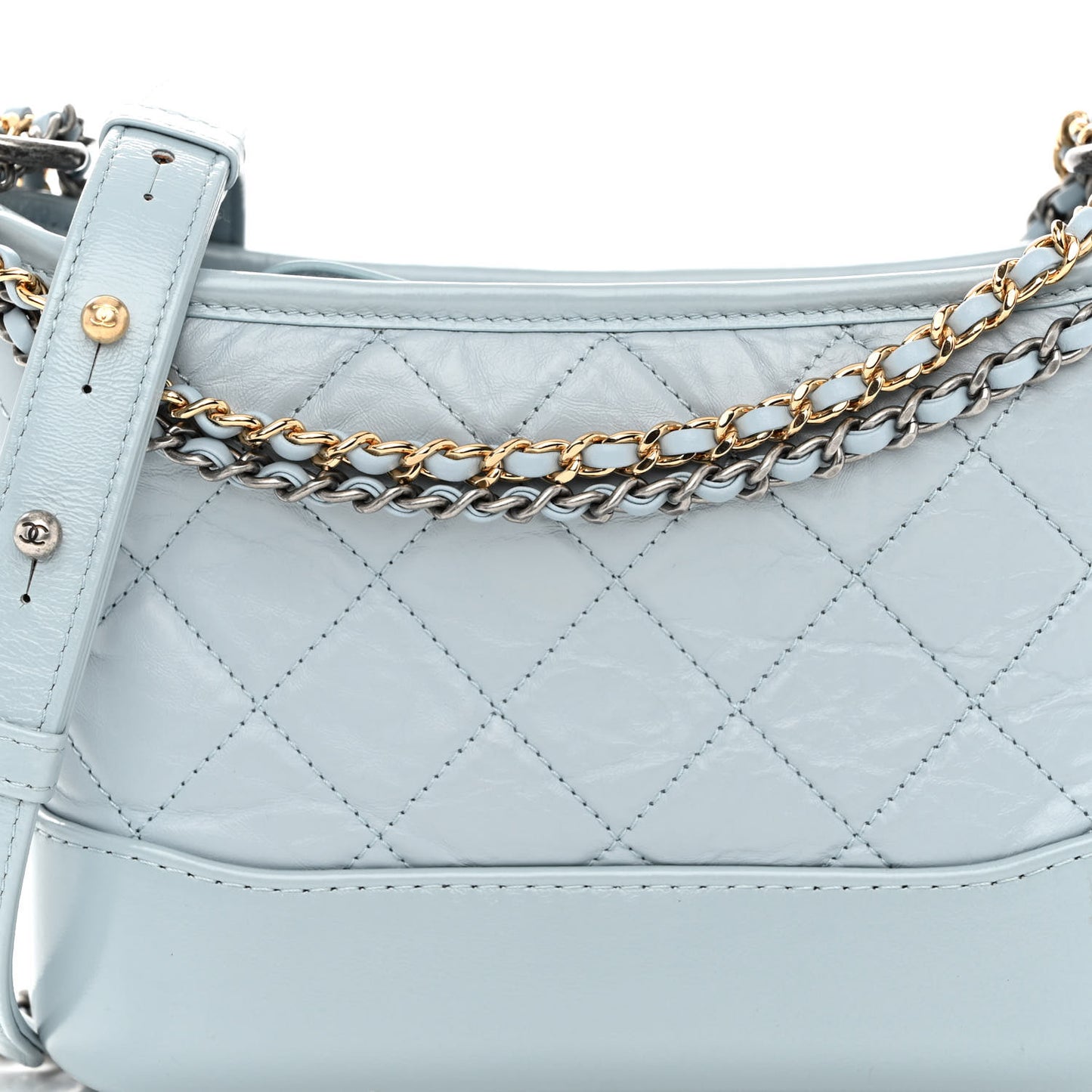 Aged Calfskin Quilted Small Gabrielle Hobo Light Blue