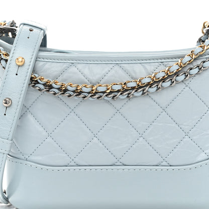 Chanel Aged Calfskin Quilted Small Gabrielle Hobo Light Blue 8 of 10