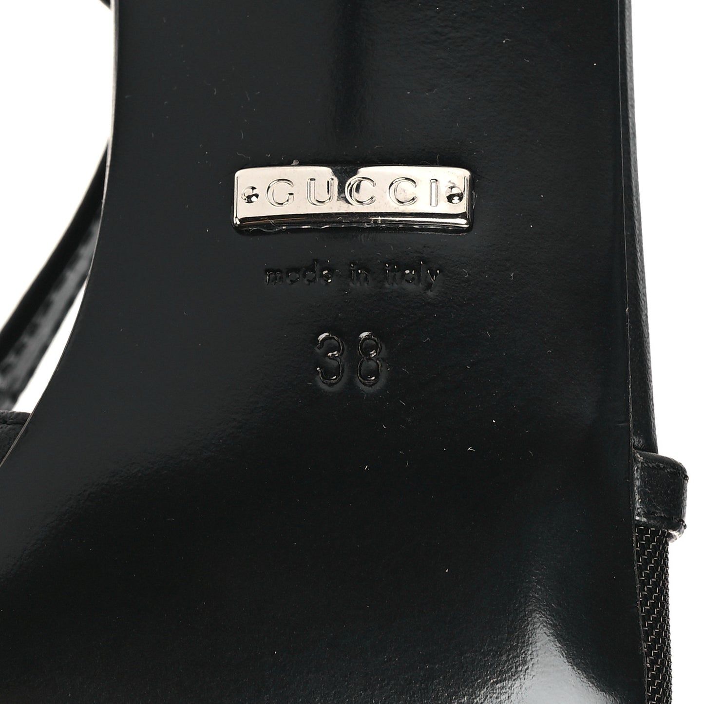 Tela Retino Nappa Charlotte Crystal GG Monogram Square G 75mm Slingback Pumps 38 Black