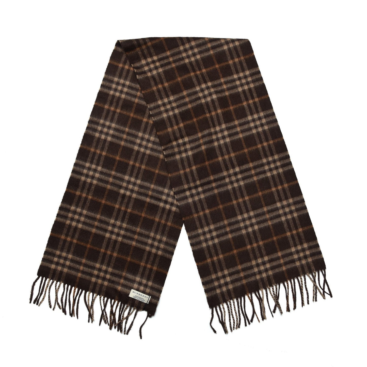 Cashmere Classic Check Fringe Scarf Caramel