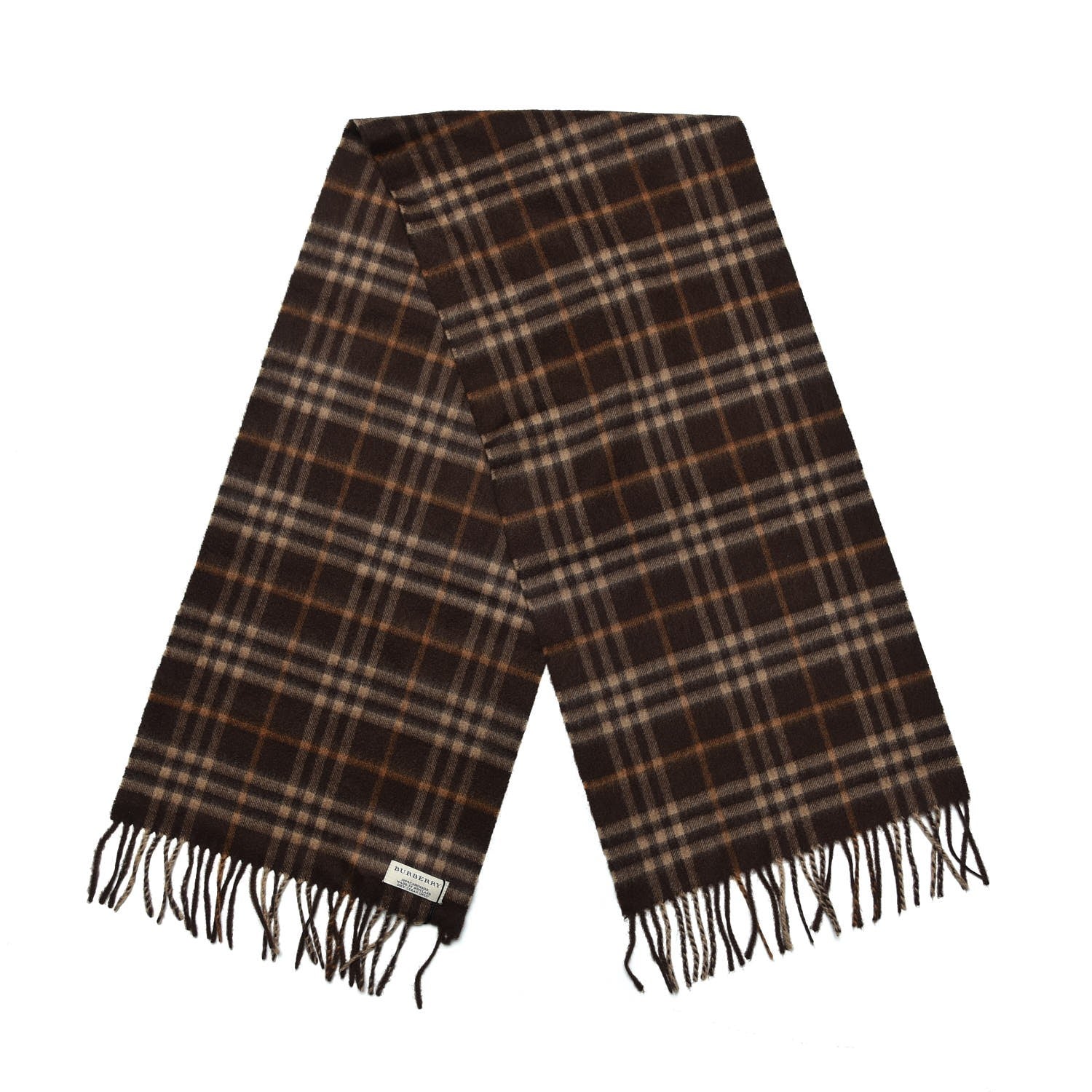 Burberry Cashmere Classic Check Fringe Scarf Caramel 3 of 5
