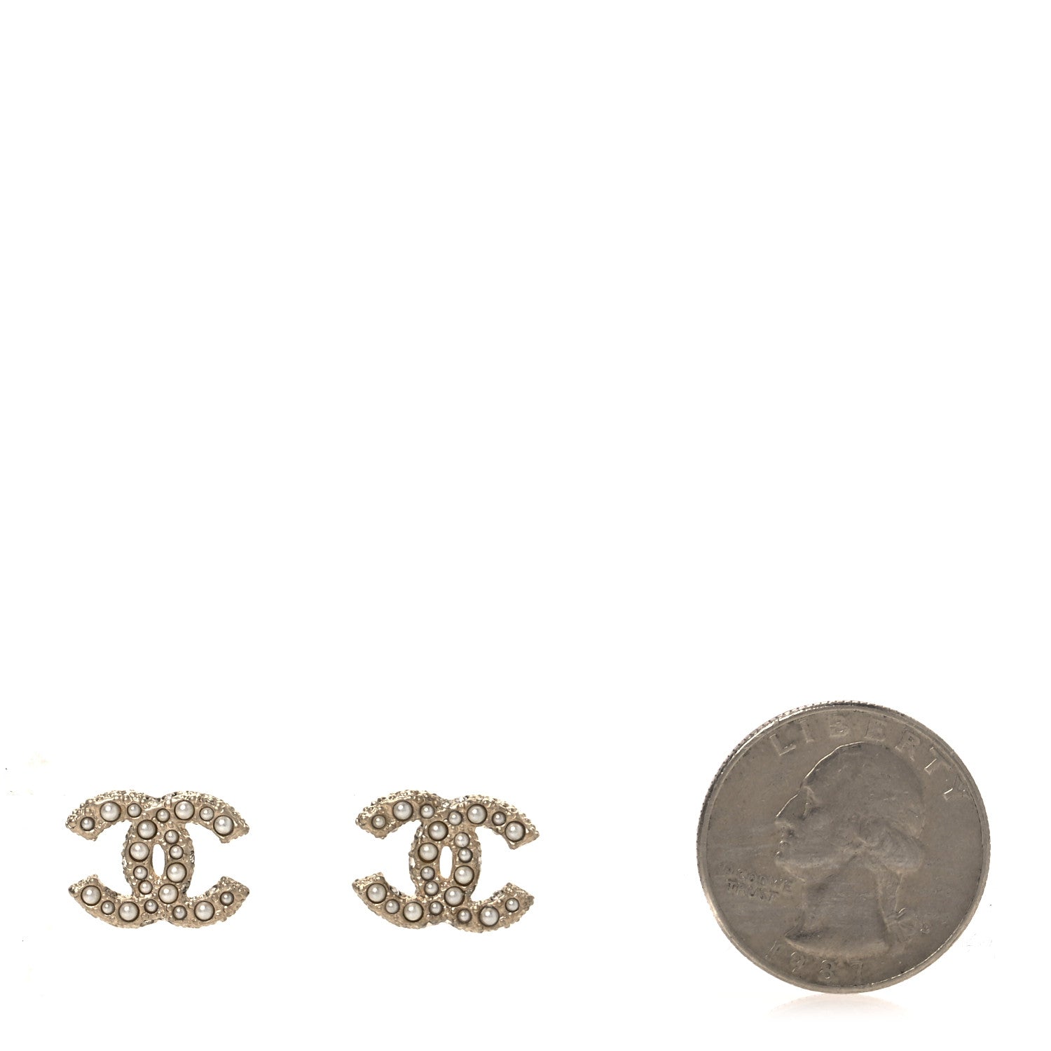 Chanel Pearl Crystal CC Earrings Gold 2 of 5