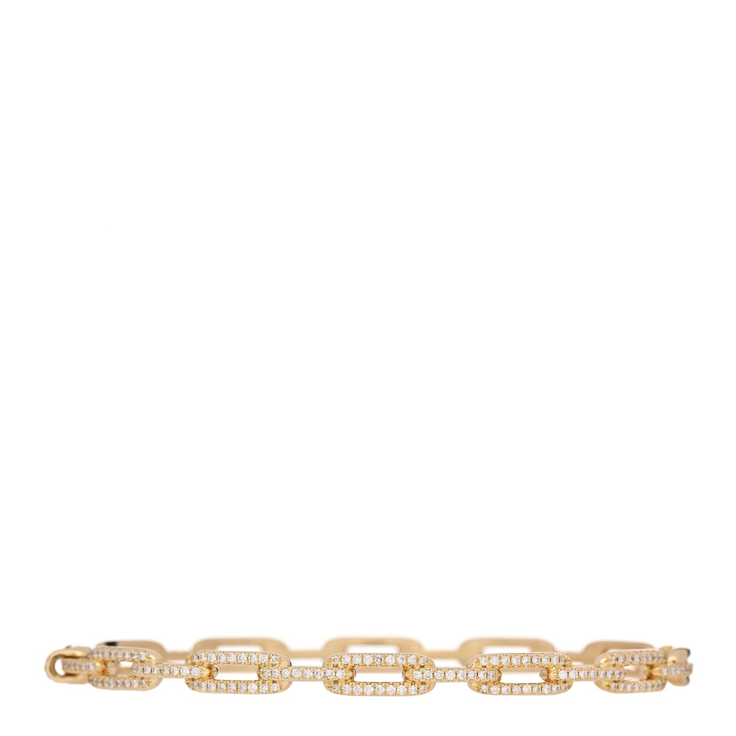 David Yurman 18K Yellow Gold Diamond 4mm Stax Chain Link Bracelet 1 of 4