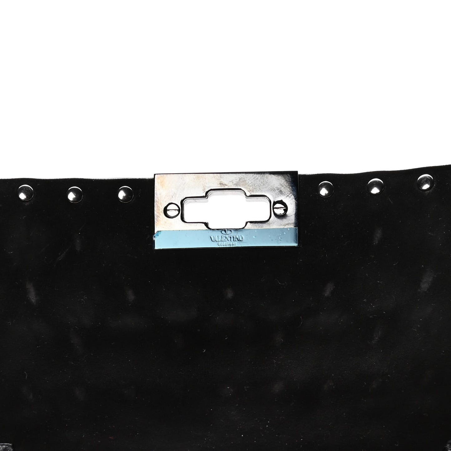 Craquele Nappa Rockstud Spike Wallet on Chain Black