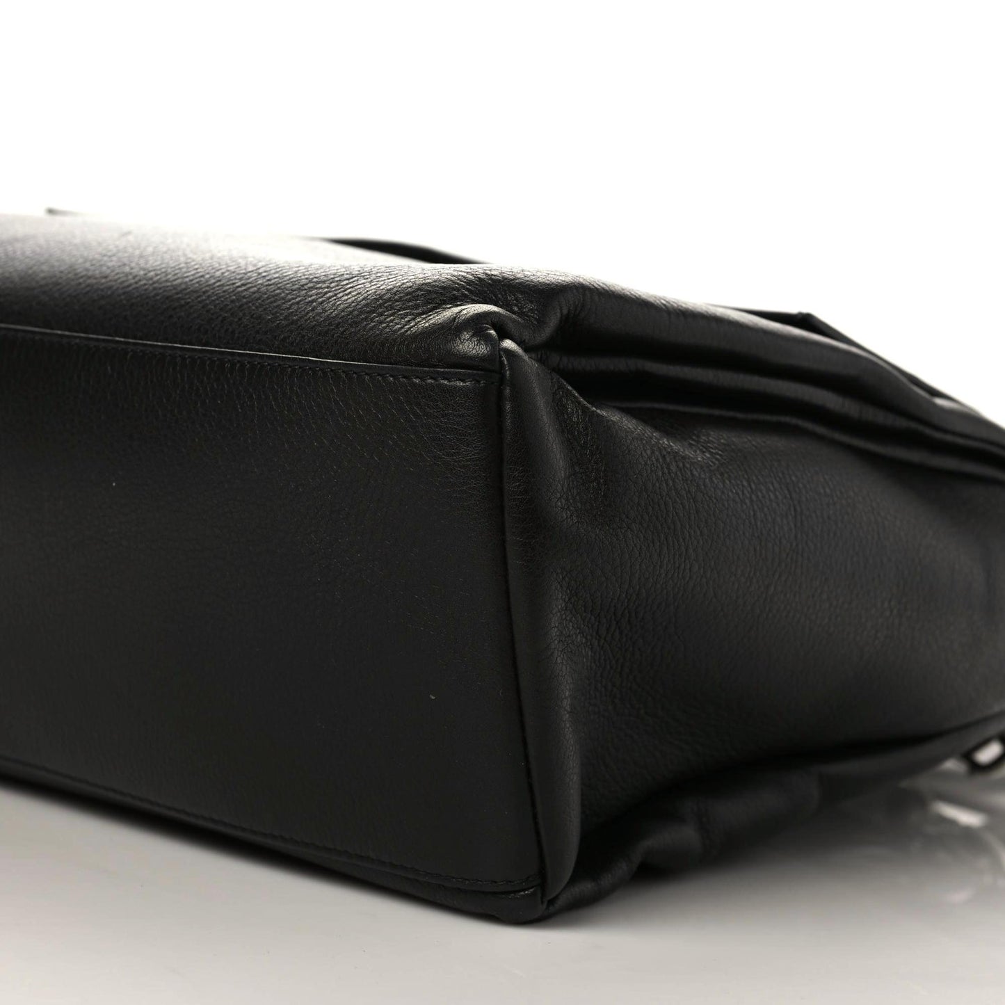 Grained Calfskin Medium Pandora Pure Flap Bag Black