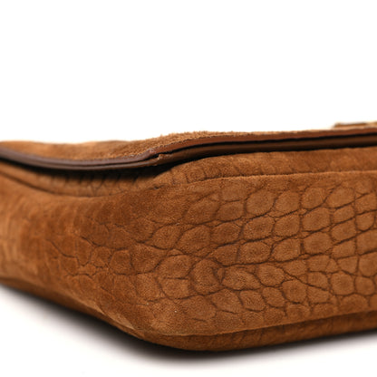 Saint Laurent Crocodile Embossed Suede Monogram Tassel Kate 99 Tan 10 of 12