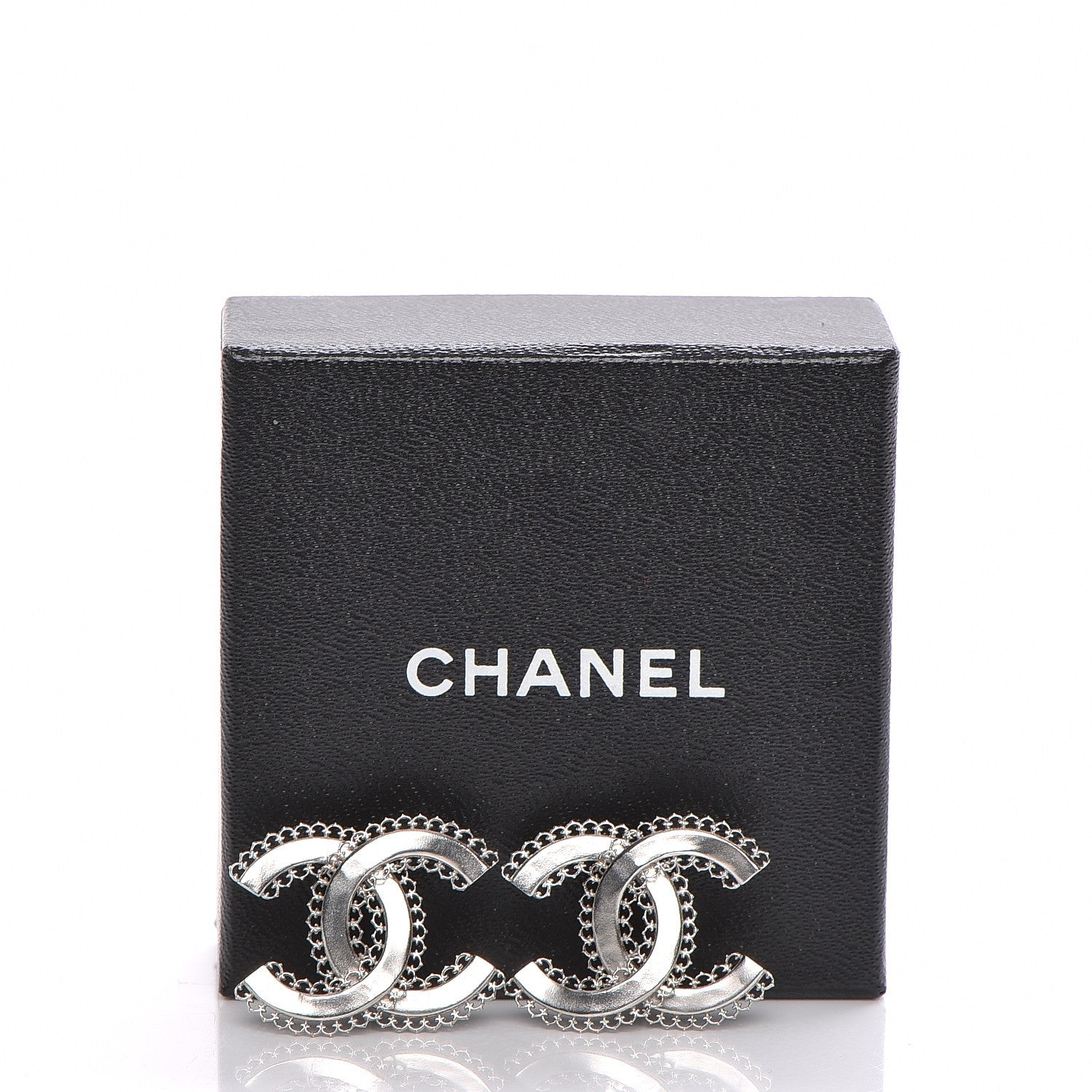 Chanel Scalloped CC Earrings Silver 6 of 6