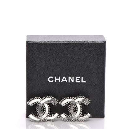 Chanel Scalloped CC Earrings Silver 6 of 6