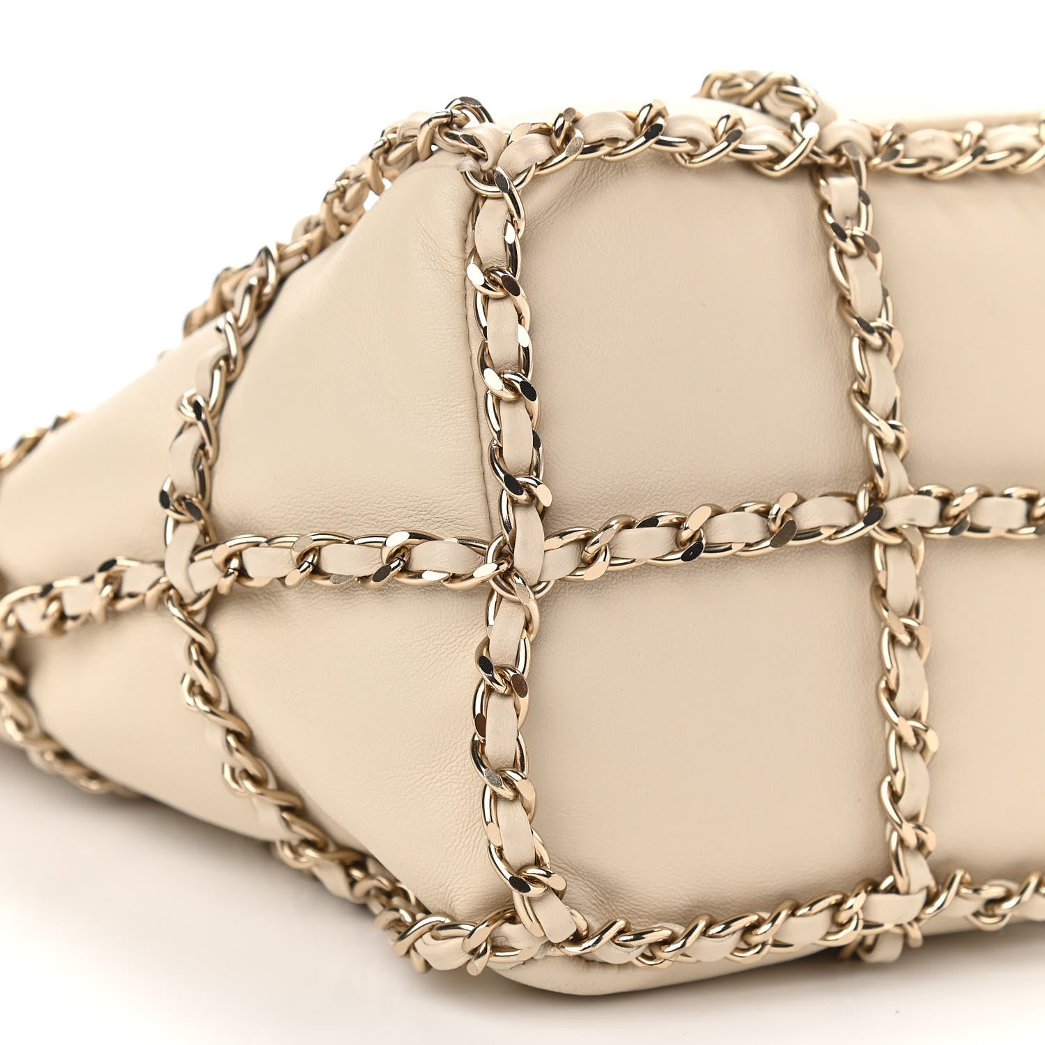 Chanel Lambskin Bucket Chain Drawstring Bag Beige 9 of 10