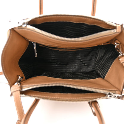 Prada Glace Calf Studded Twin Pocket Tote Caramel 5 of 11