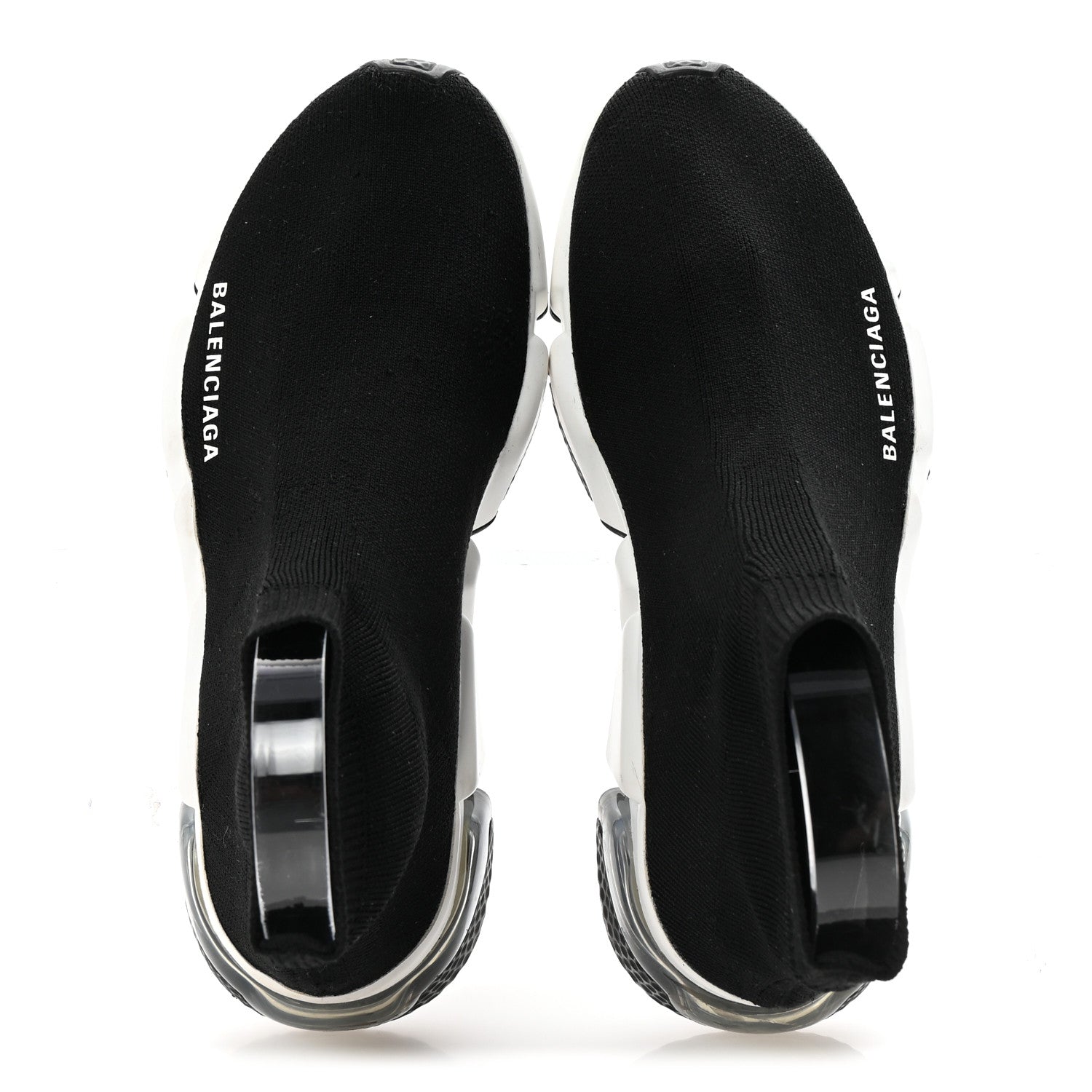 Balenciaga Neoprene Knit Womens Speed Clear Sole Sneakers 38 Black White 2 of 9