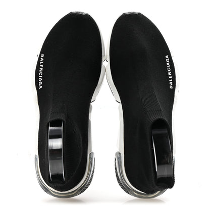 Balenciaga Neoprene Knit Womens Speed Clear Sole Sneakers 38 Black White 2 of 9