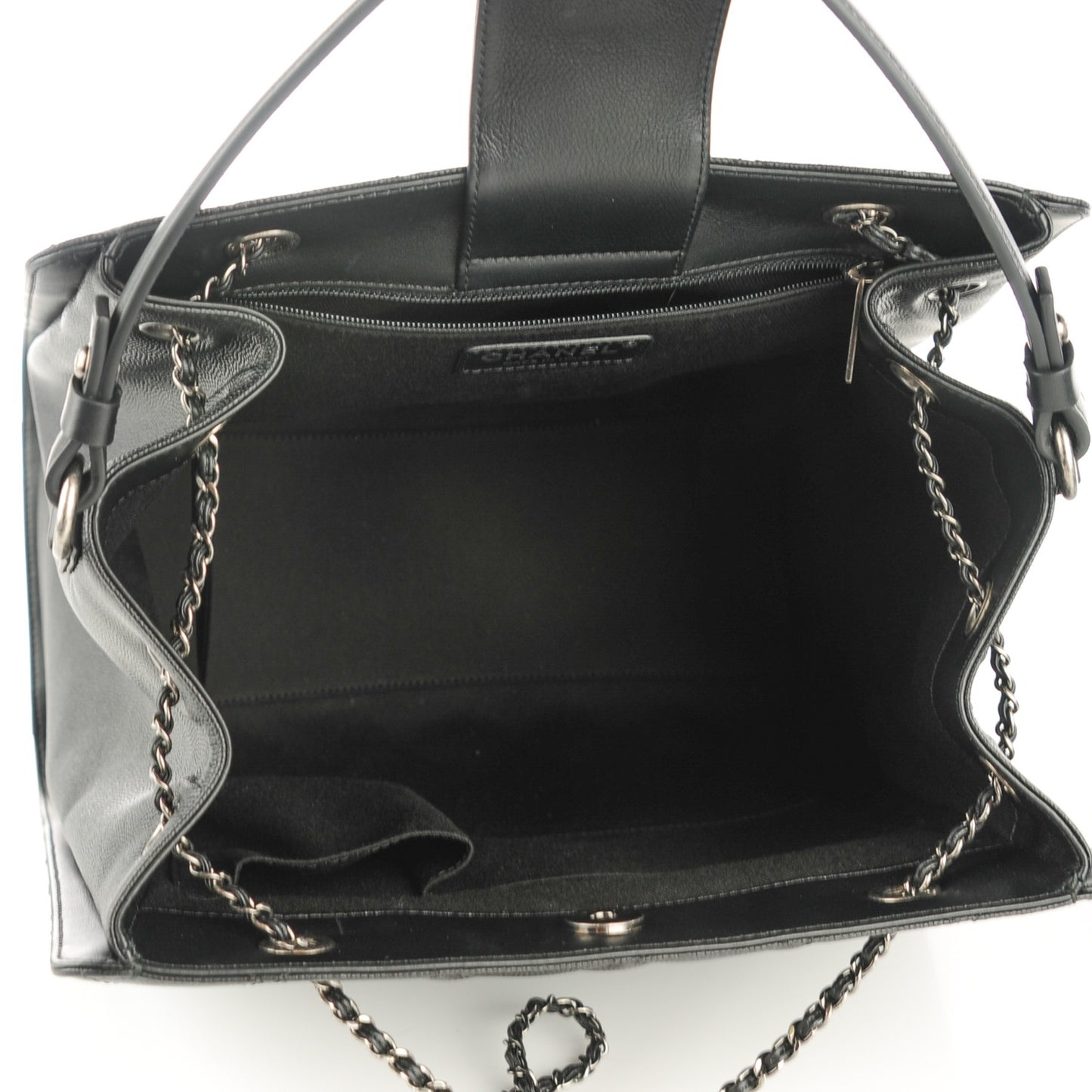 Caviar Quilted Large CC Bucket Bag Black
