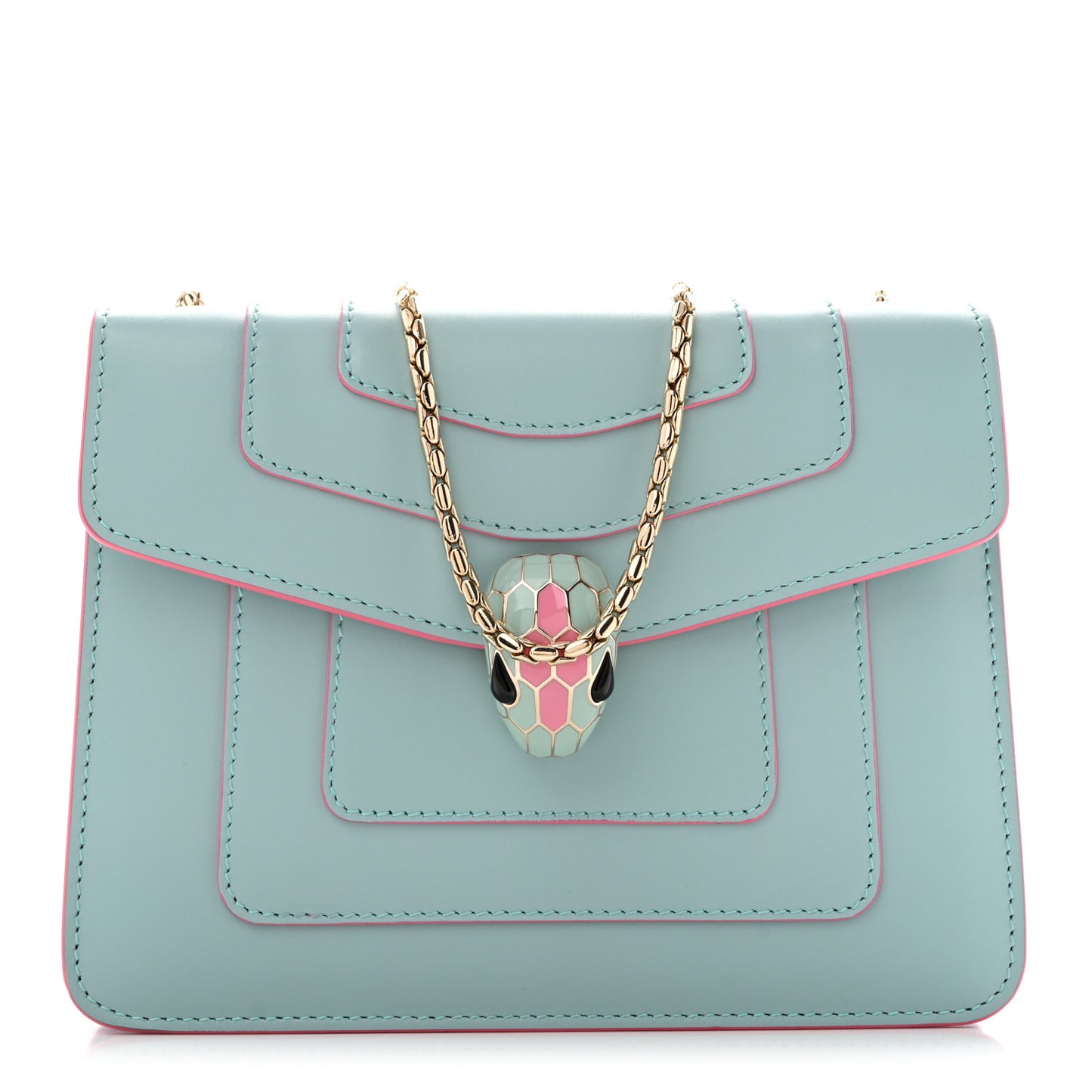 Calfskin Serpenti Forever Crossbody Bag Light Blue