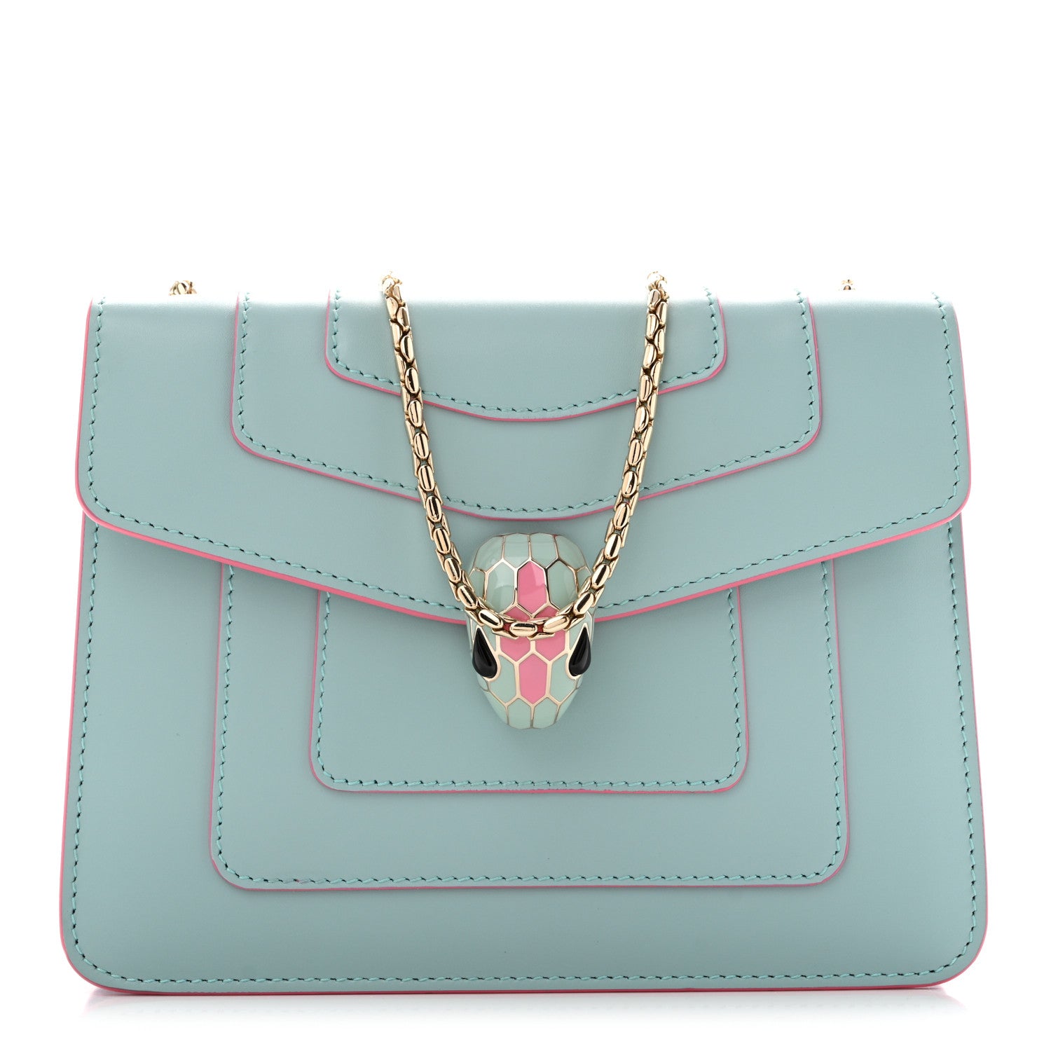 Bulgari Calfskin Serpenti Forever Crossbody Bag Light Blue 1 of 10