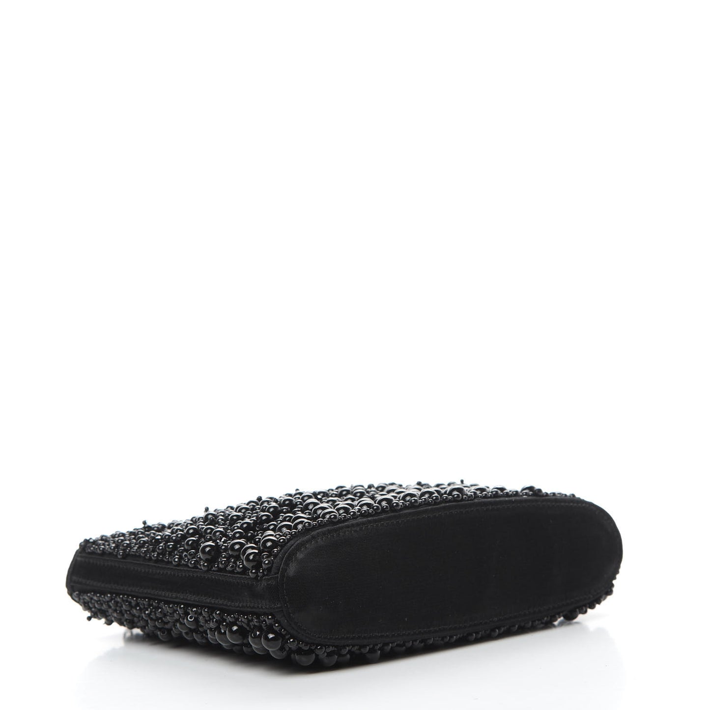 Satin Beaded CC Evening Bag Black