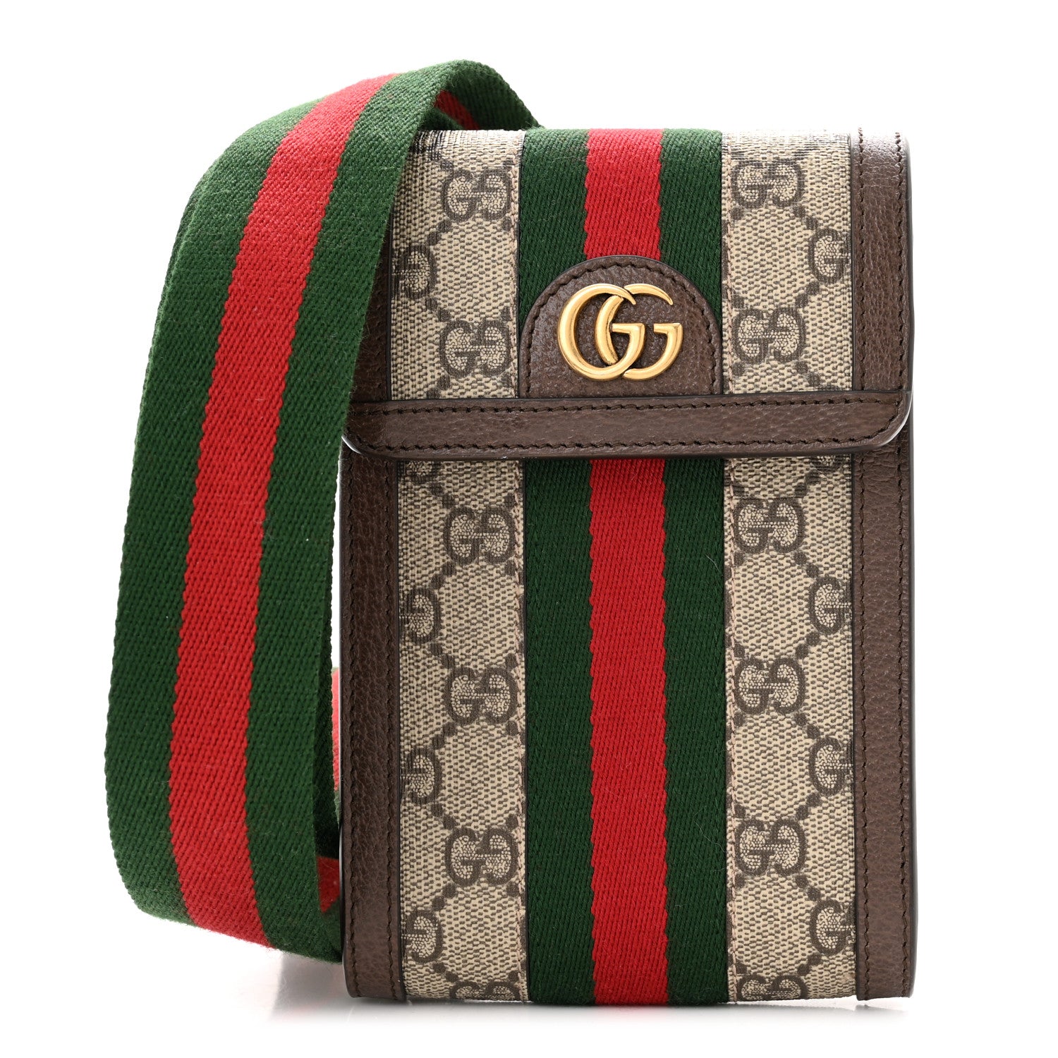 Gucci GG Supreme Monogram Web Mini Ophidia Crossbody Bag Detachable Wallet Beige Ebony 3 of 16