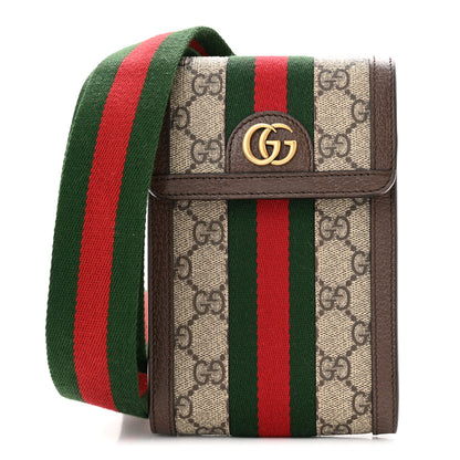 Gucci GG Supreme Monogram Web Mini Ophidia Crossbody Bag Detachable Wallet Beige Ebony 3 of 16