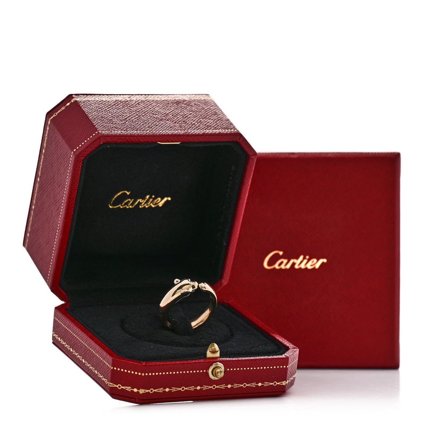 18K Yellow Gold Tsavorite Onyx Panthère De Cartier Ring 57 8