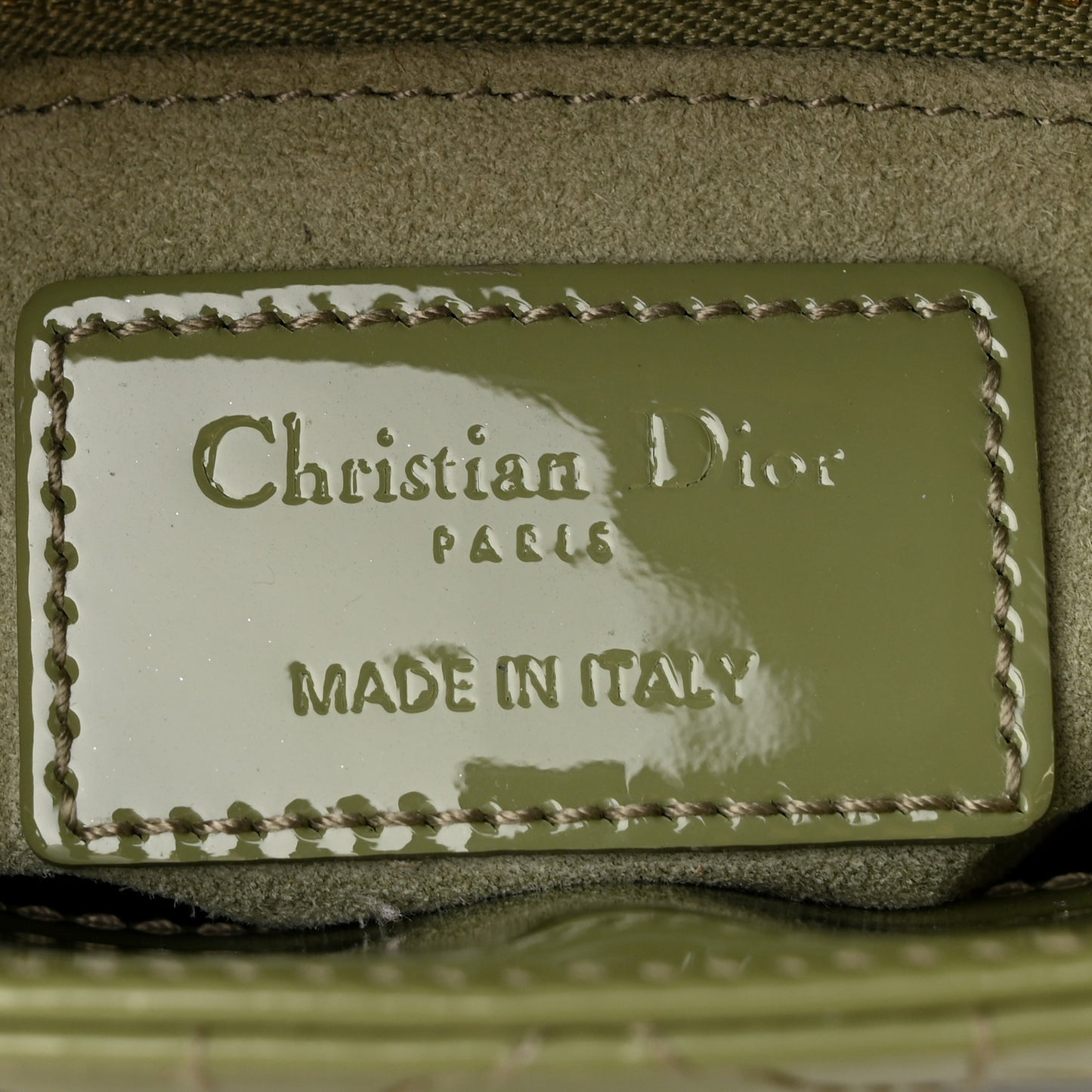 Patent Cannage Mini Lady Dior Dusty Green