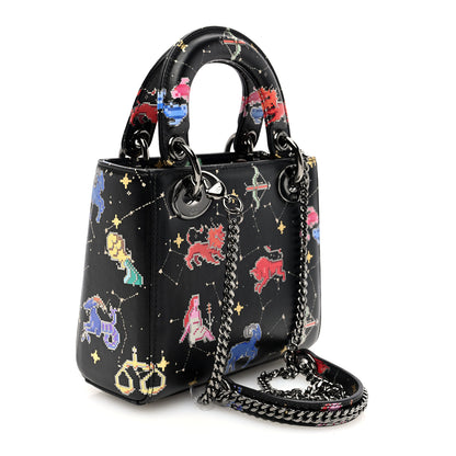 Christian Dior Calfskin Pixel Zodiac Mini Lady Dior Black Multicolor 3 of 9