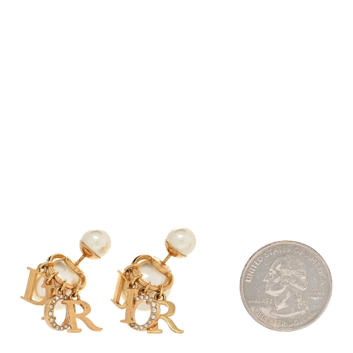 Pearl Crystal Tribal Logo Charms Earrings Gold