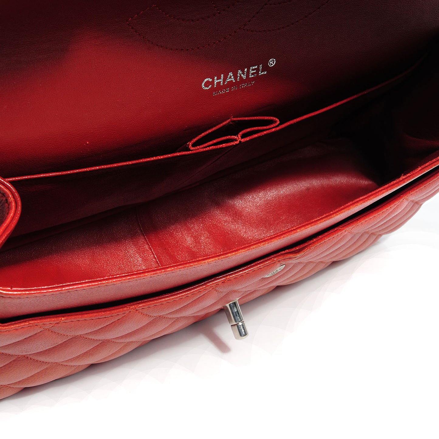 Caviar Jumbo Double Flap Dark Red