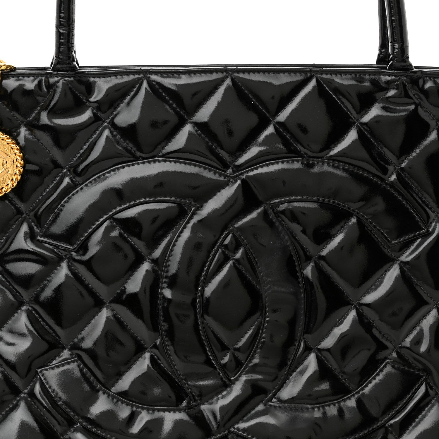 Chanel Patent Medallion Tote Black 10 of 15
