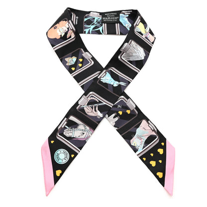 Hermes Silk Story Twilly Black Rose Gris 1 of 4