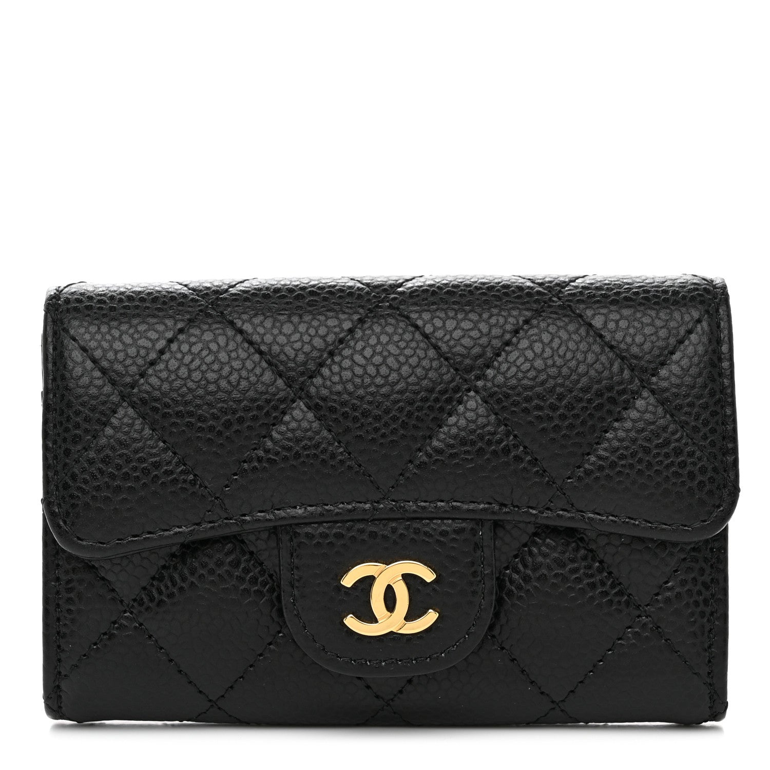 Chanel Caviar Quilted Flap Card Holder Wallet Black 1 of 9