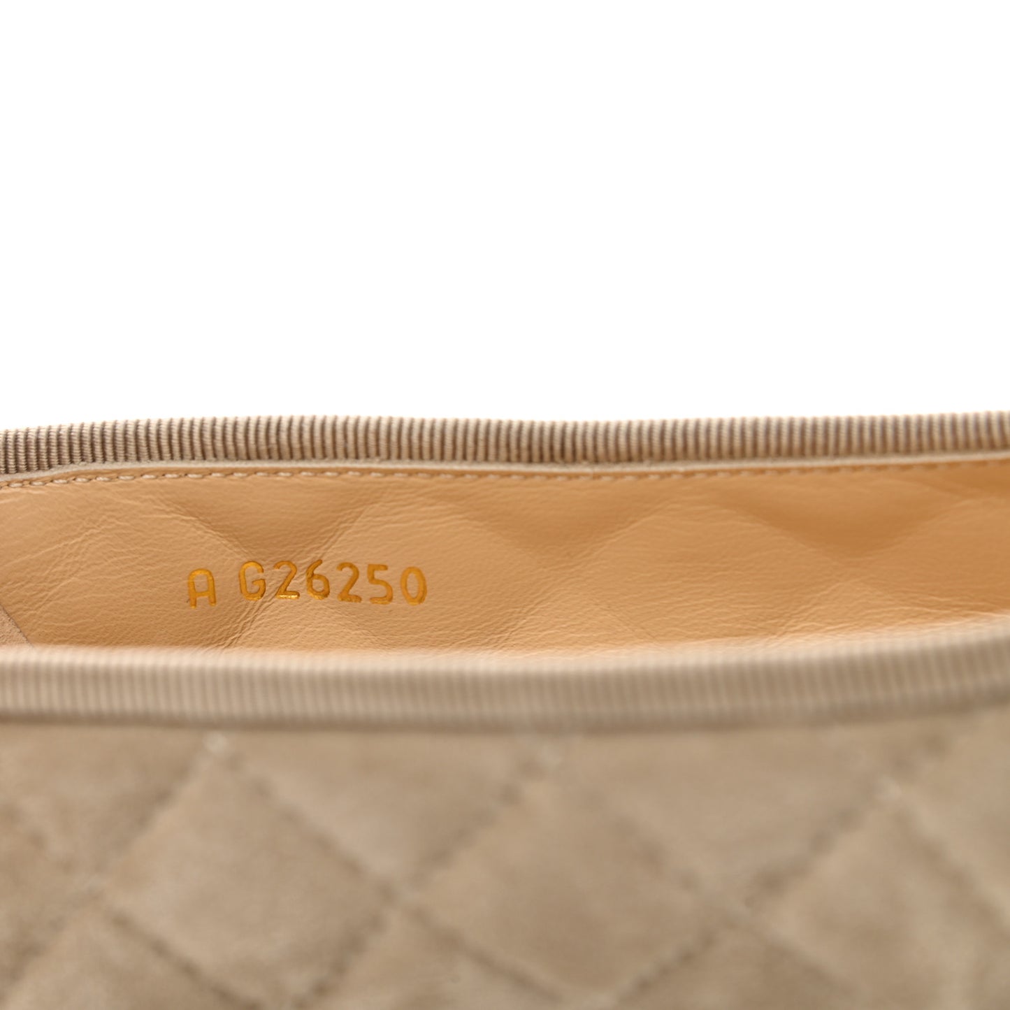 Suede Calfskin Quilted Cap Toe CC Ballerina Flats 36.5 Dark Beige