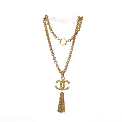 Chanel Textured Etruscan CC Tassel Necklace Gold 4 of 6