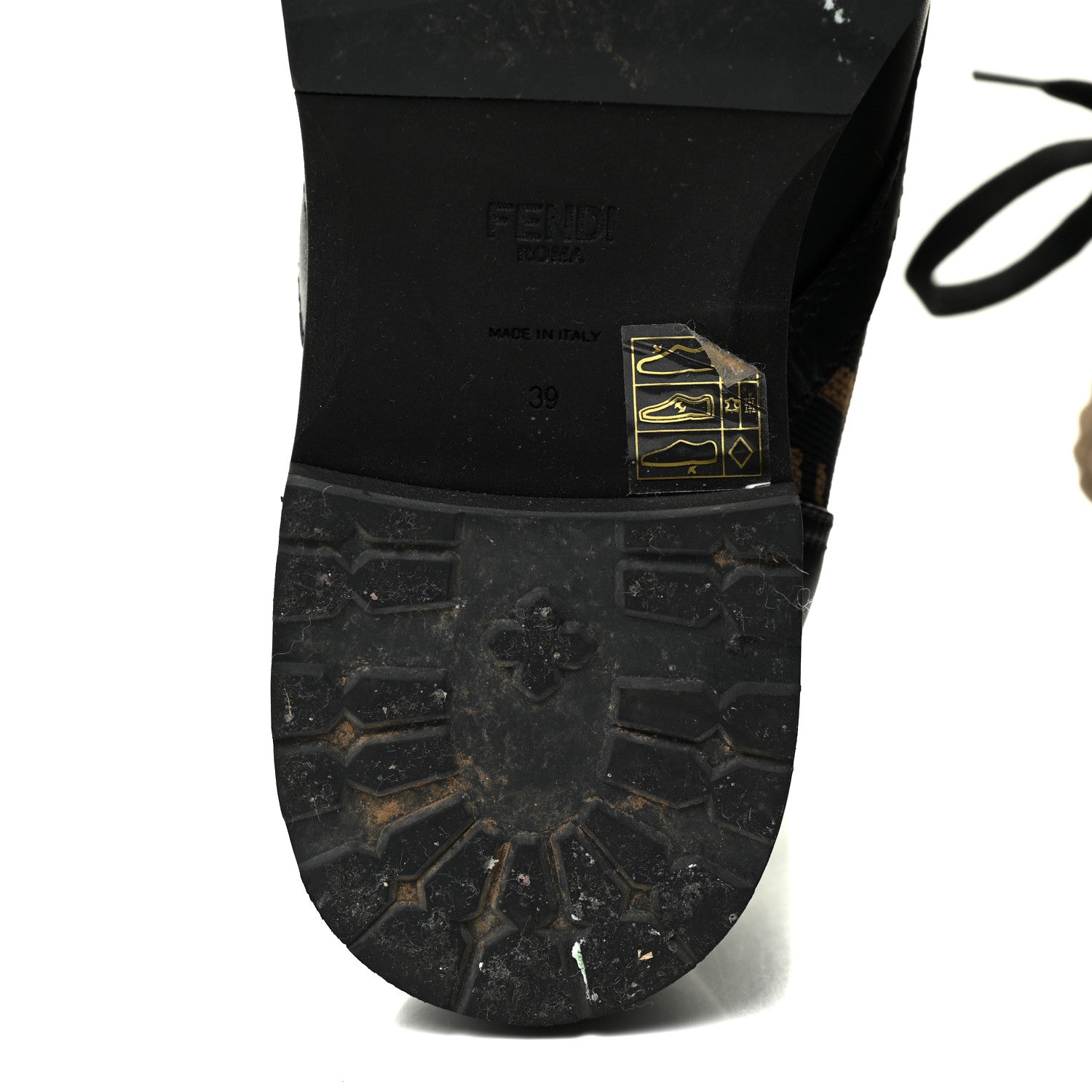 Fendi Calfskin Stretch Fabric FF Rockoko Biker Boots 39 Black Tobacco 8 of 18