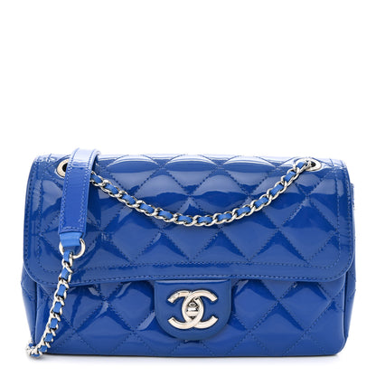 Chanel Patent Quilted Small Coco Shine Flap Blue 1 of 10