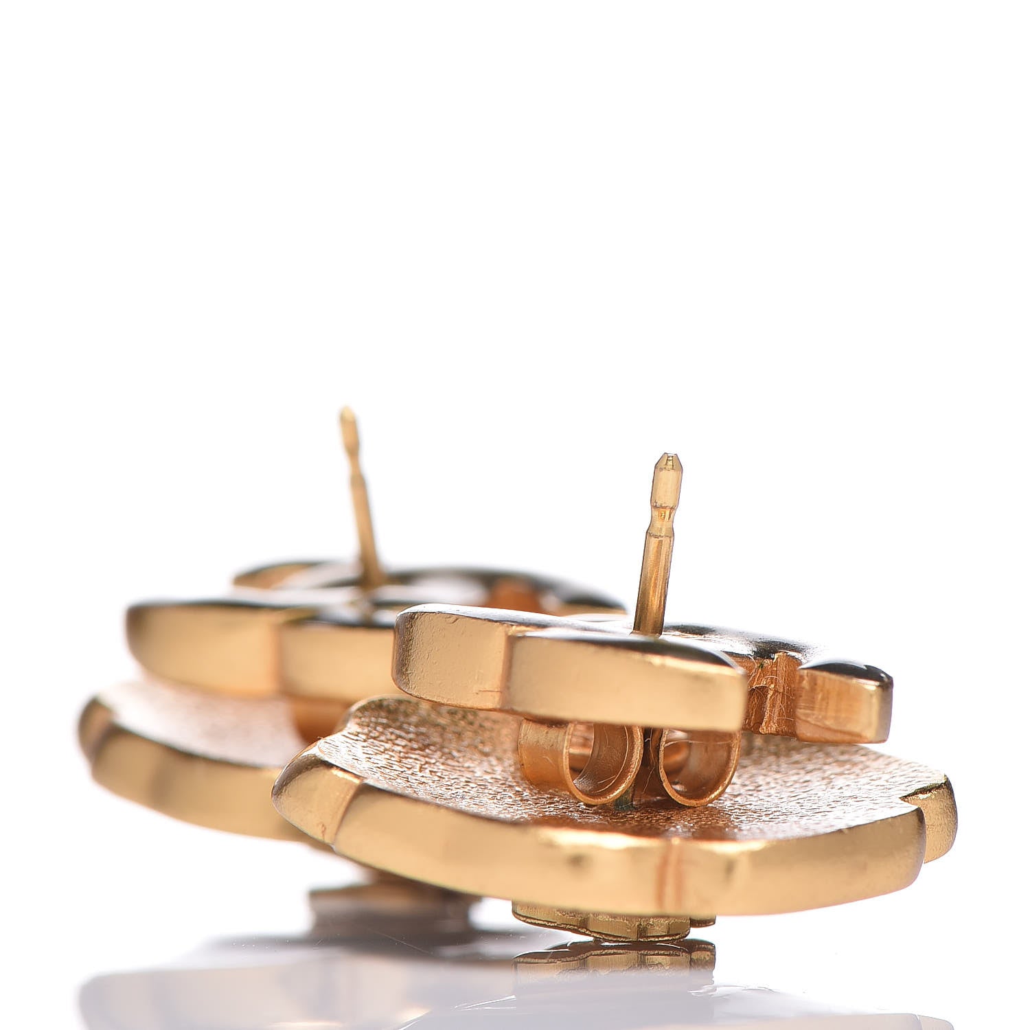 Chanel Enamel CC Camellia Earrings Gold 3 of 5