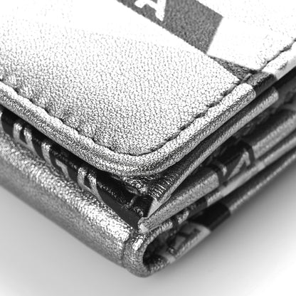 Balenciaga Metallic Calfskin Losange Monogram Mini Everyday Wallet Silver Black White 9 of 9