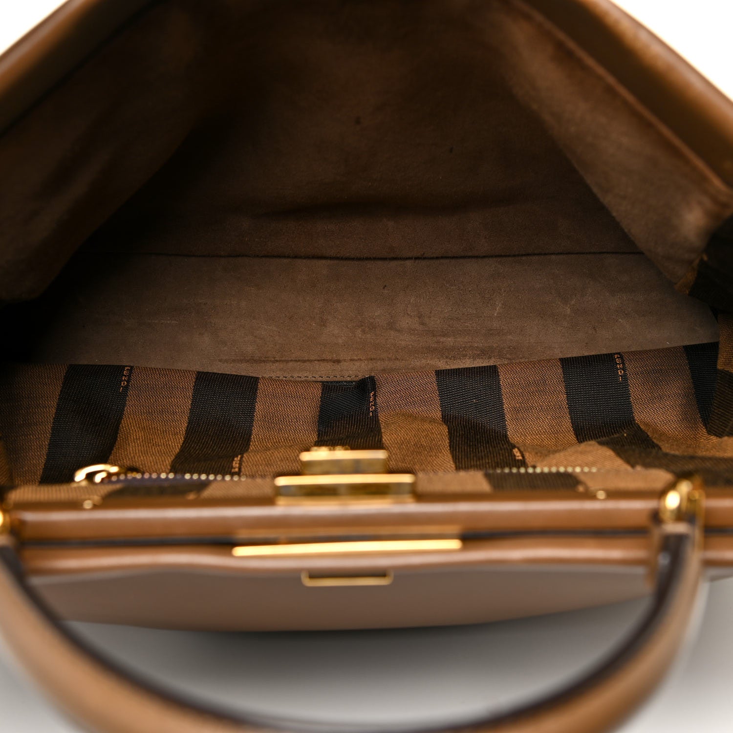 Fendi Vitello Morgan Fabric Jacquard Pequin Large Peekaboo Iconic Satchel Foresta Tobacco Black 5 of 26