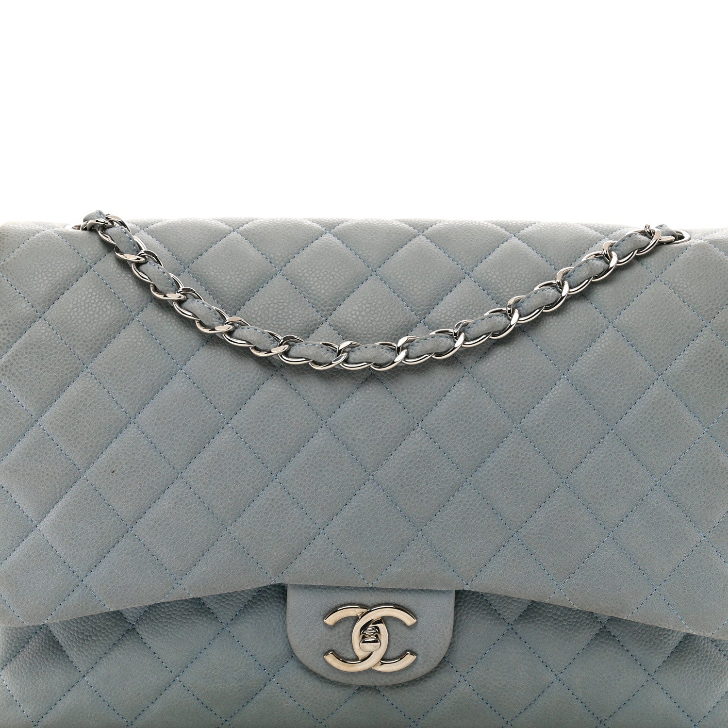 Chanel Iridescent Caviar Quilted Maxi Double Flap Grey 5 of 11