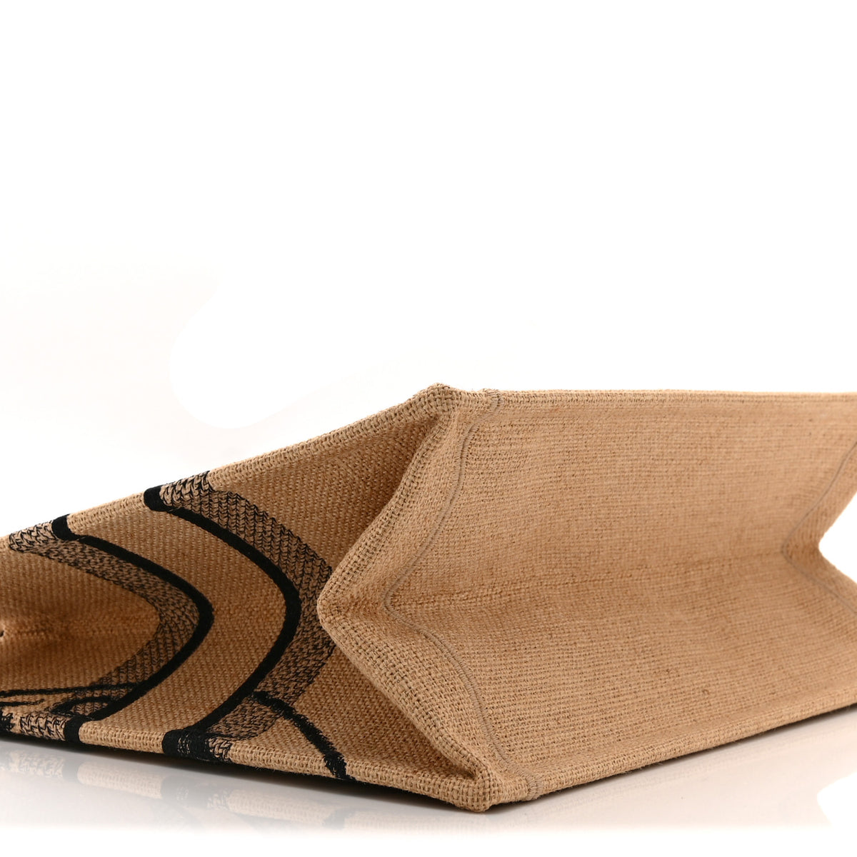 Christian Dior Canvas Jute Embroidered Medium Book Tote Black Beige 9 of 10