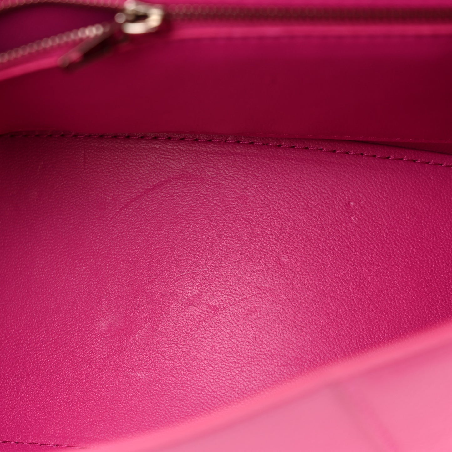 Grained Calfskin Tonal B Small Hourglass Top Handle Bag Acid Fuchsia