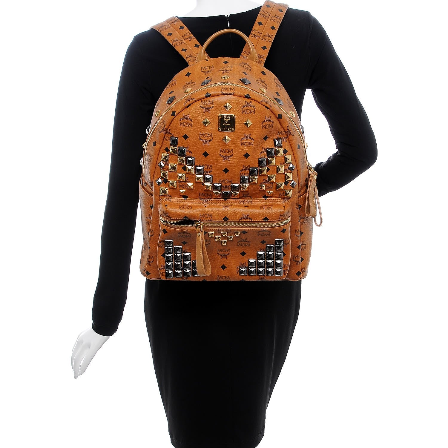 MCM Visetos Studded Medium Stark M Backpack Cognac 2 of 22