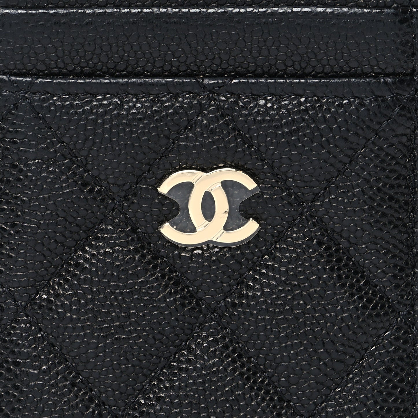 Caviar Quilted Zip Card Holder Black