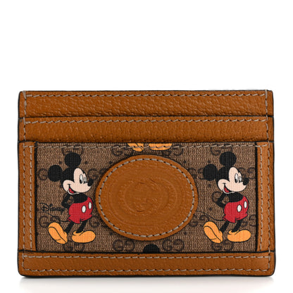 Gucci X DISNEY Mini Vintage GG Supreme Monogram Mickey Mouse Card Holder Beige Vintage Sun Oil 1 of 7