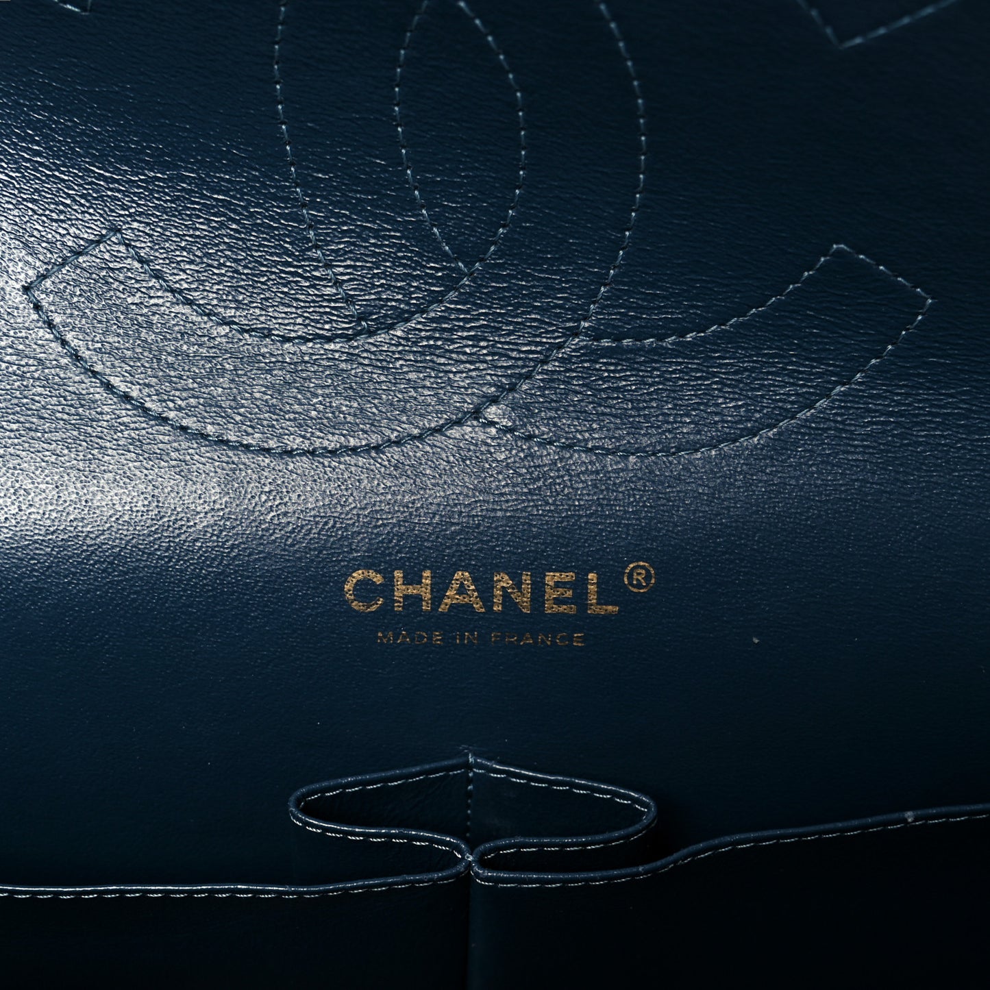 Metallic Caviar Quilted Jumbo Double Flap Dark Blue