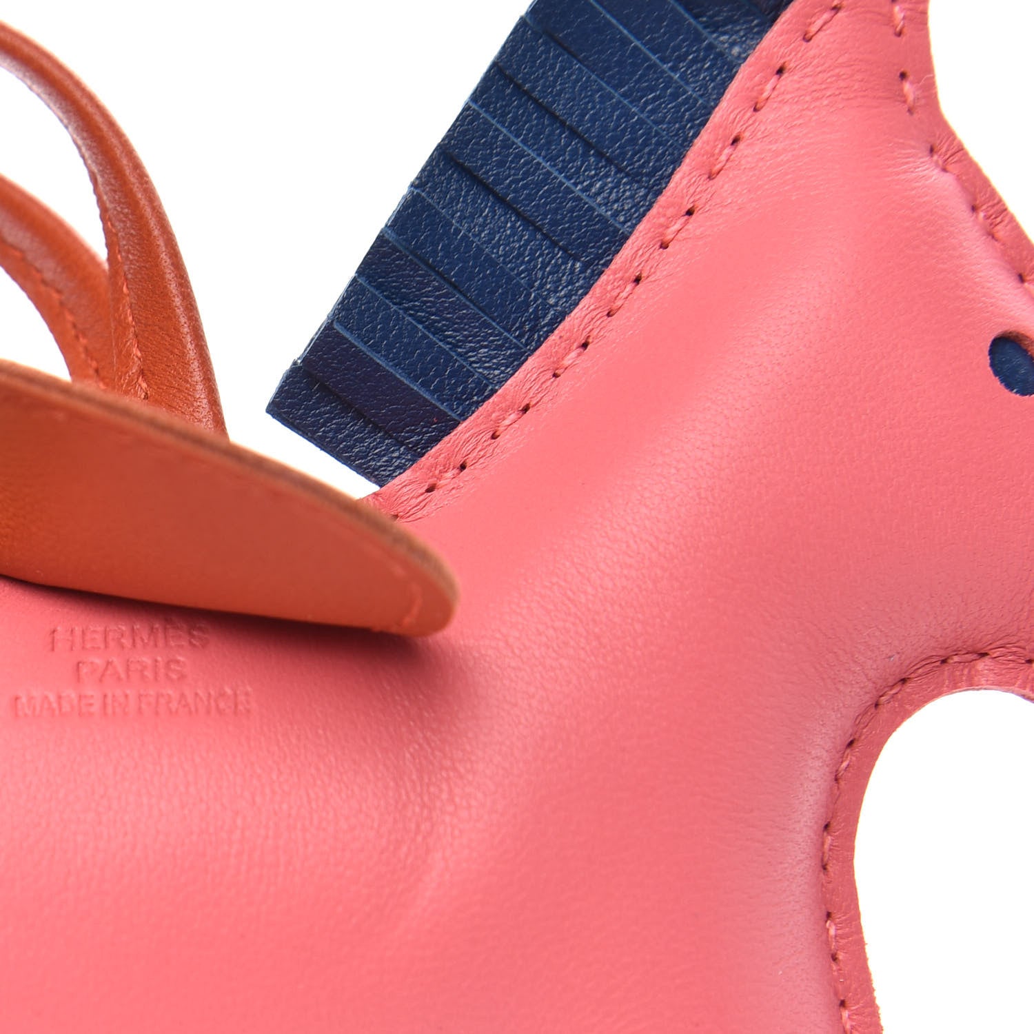 Hermes Milo Lambskin Grigri Rodeo Horse Bag Charm GM Rose Azalee Cornaline Bleu De Malte 3 of 5