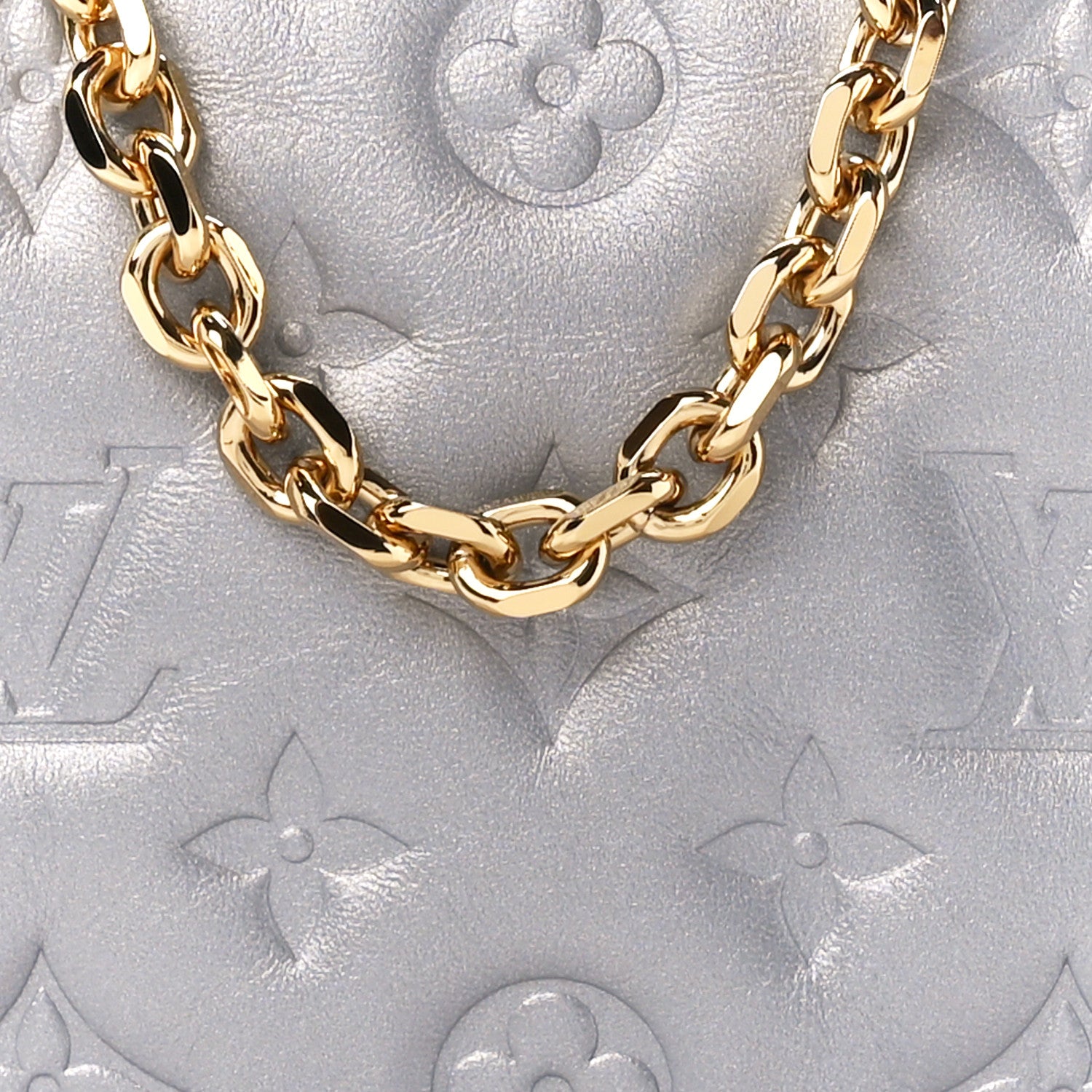 Louis Vuitton Metallic Lambskin Embossed Monogram Pochette Coussin Silver 7 of 10