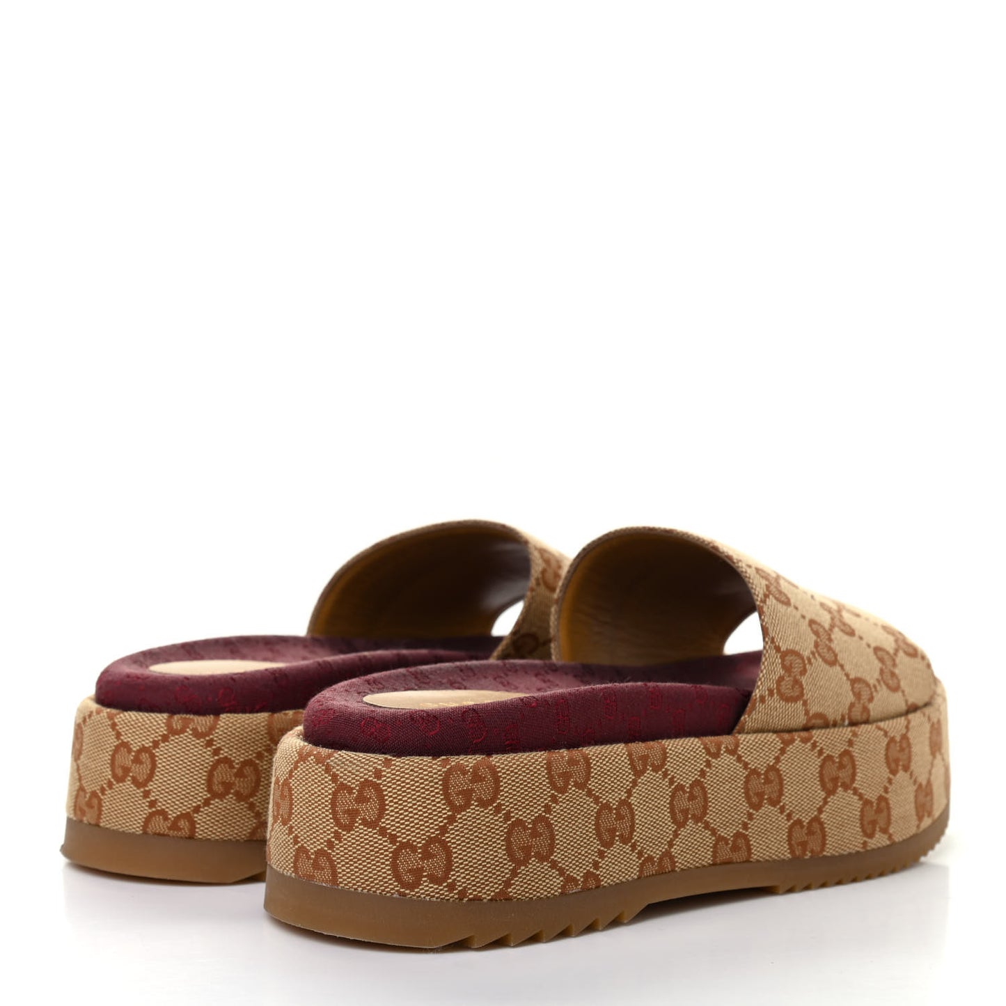 Canvas GG Monogram Angelina Platform Slide Sandals 38 Beige Ruggine