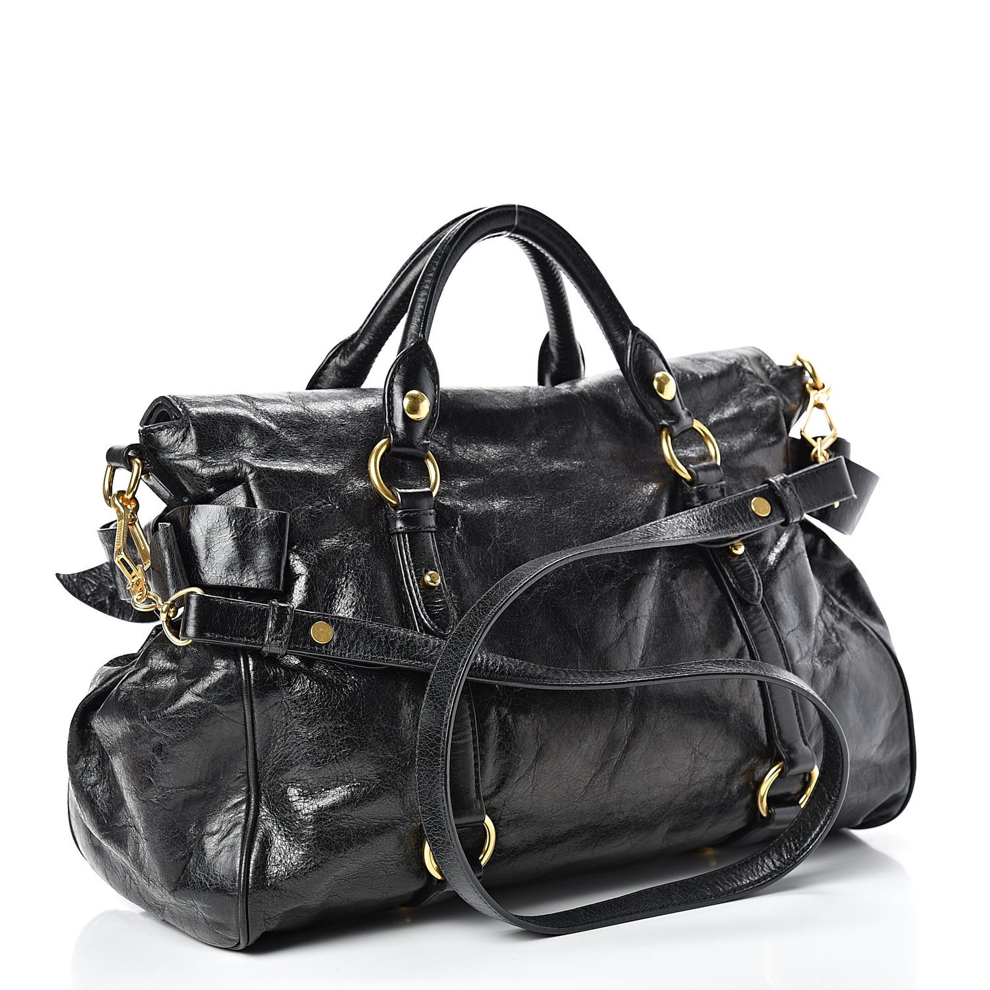 Vitello Lux Bow Tote Black